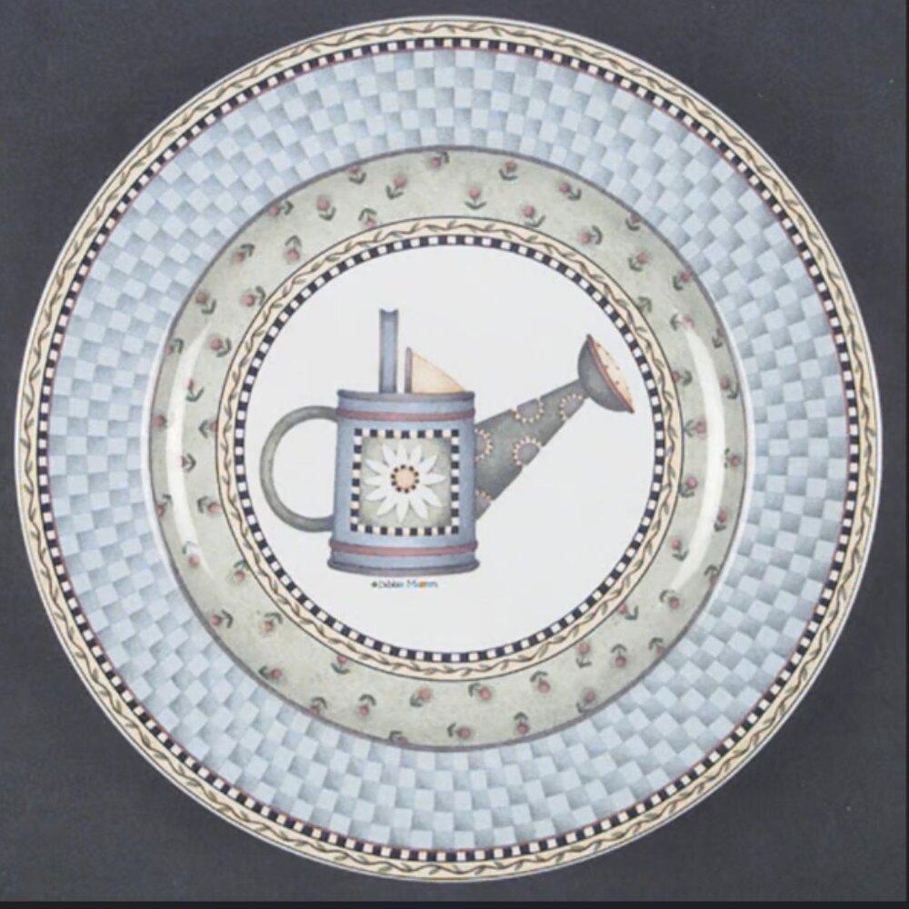 Sakura Whimsical Watering Can Decorative Plates (Qty 4)